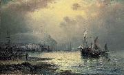 William J.Glackens Fishing vessels off Scarborough at dusk oil painting